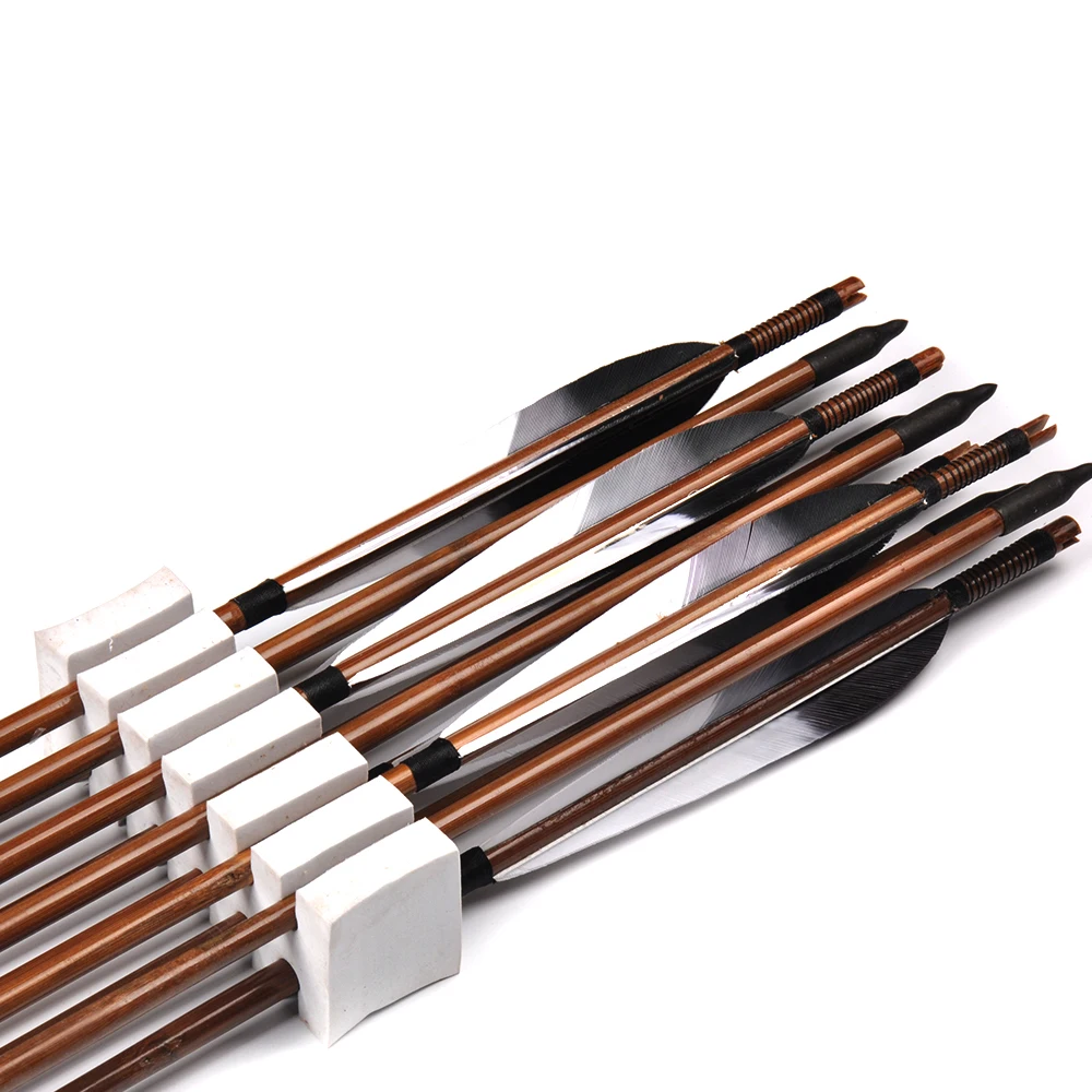 Tiro de Caça Tiro com Arco Setas de Bambu com Pena do Peru para 20-50lbs 30 Polegadas Espinha 500 Longbow Arco Recurvo 6 - 12 24 Pcs 10 500 Setas De Bambu com Pena do