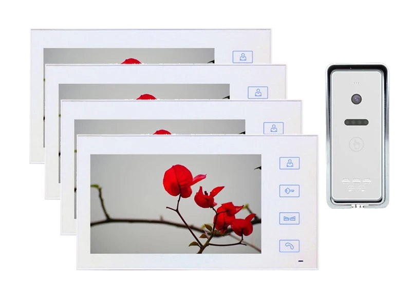 XinSiLu домофон домашняя система безопасности дверной звонок TFT монитор lcd цветной " ЖК-Видео дверной телефон монитор зеркальная панель для 4 комнат - Цвет: Белый