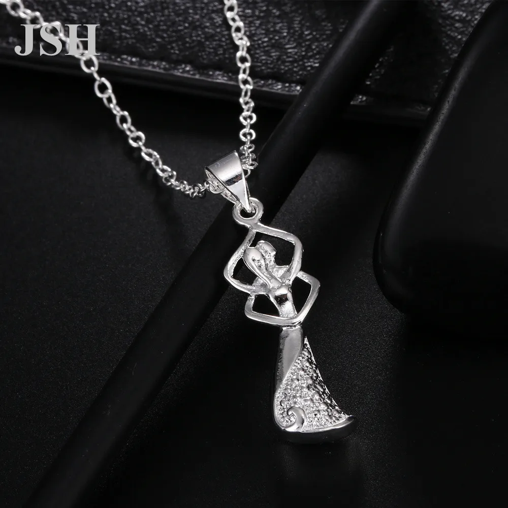 

wholesale women wedding cute necklace Beautiful fashion Elegant crystal silver charm pendant chain pretty Necklace jewelry LN048