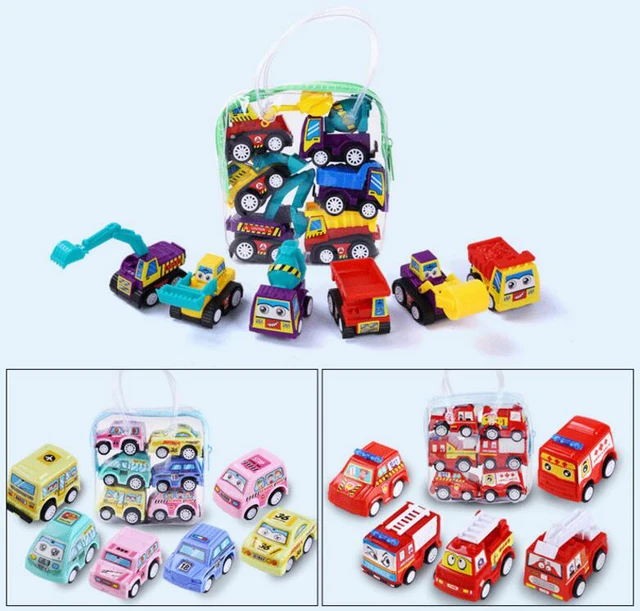 12Pcs/6Pcs Pull Back Car Toys Car Children Racing Car Baby Mini Cars Cartoon Pull Back Bus Truck Kids Toys Children Boy Gift GYH 2