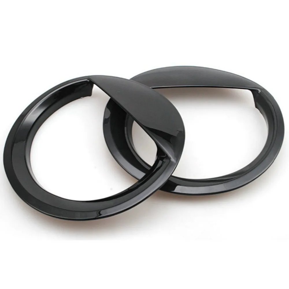 2X Black ABS Plastic Headlight Trim Covers (Left & Right) For Jeep