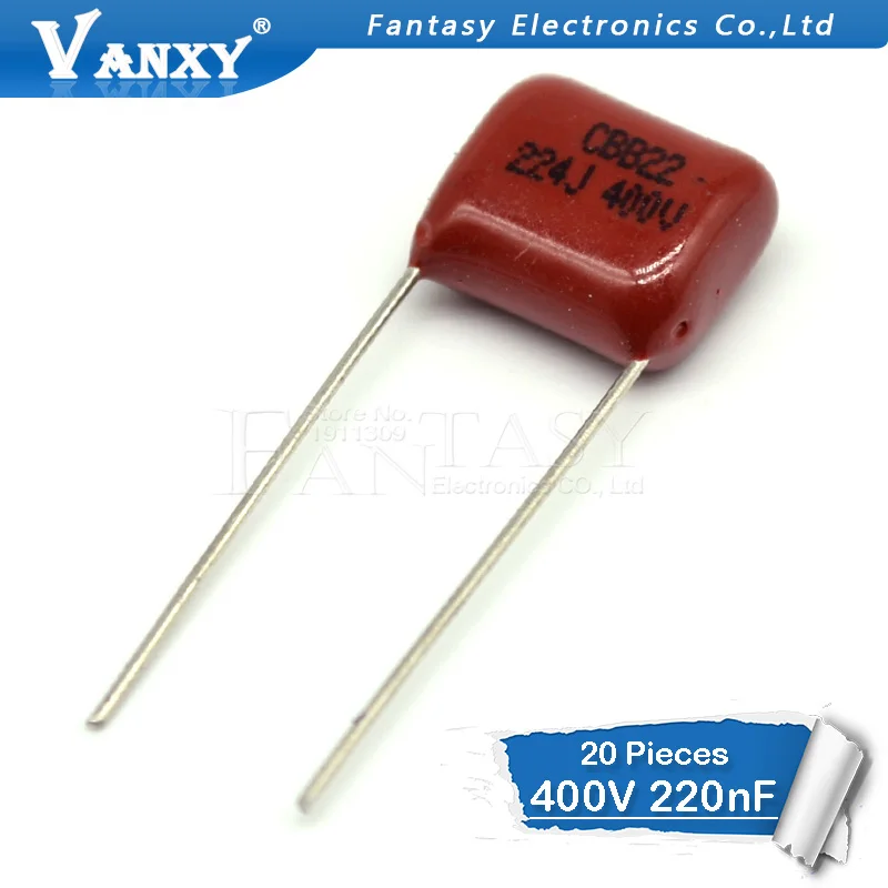 20 шт 400V224J 400V 0 22 мкФ 220NF 224J 224 CBB P10 полипропиленовый пленочный конденсатор с