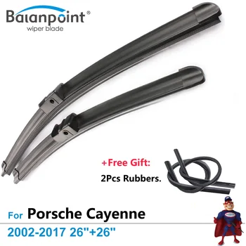 

2Pcs Wiper Blades + 2Pcs Free Rubbers for Porsche Cayenne 2002-2017 26"+26", New Windshield Wipers