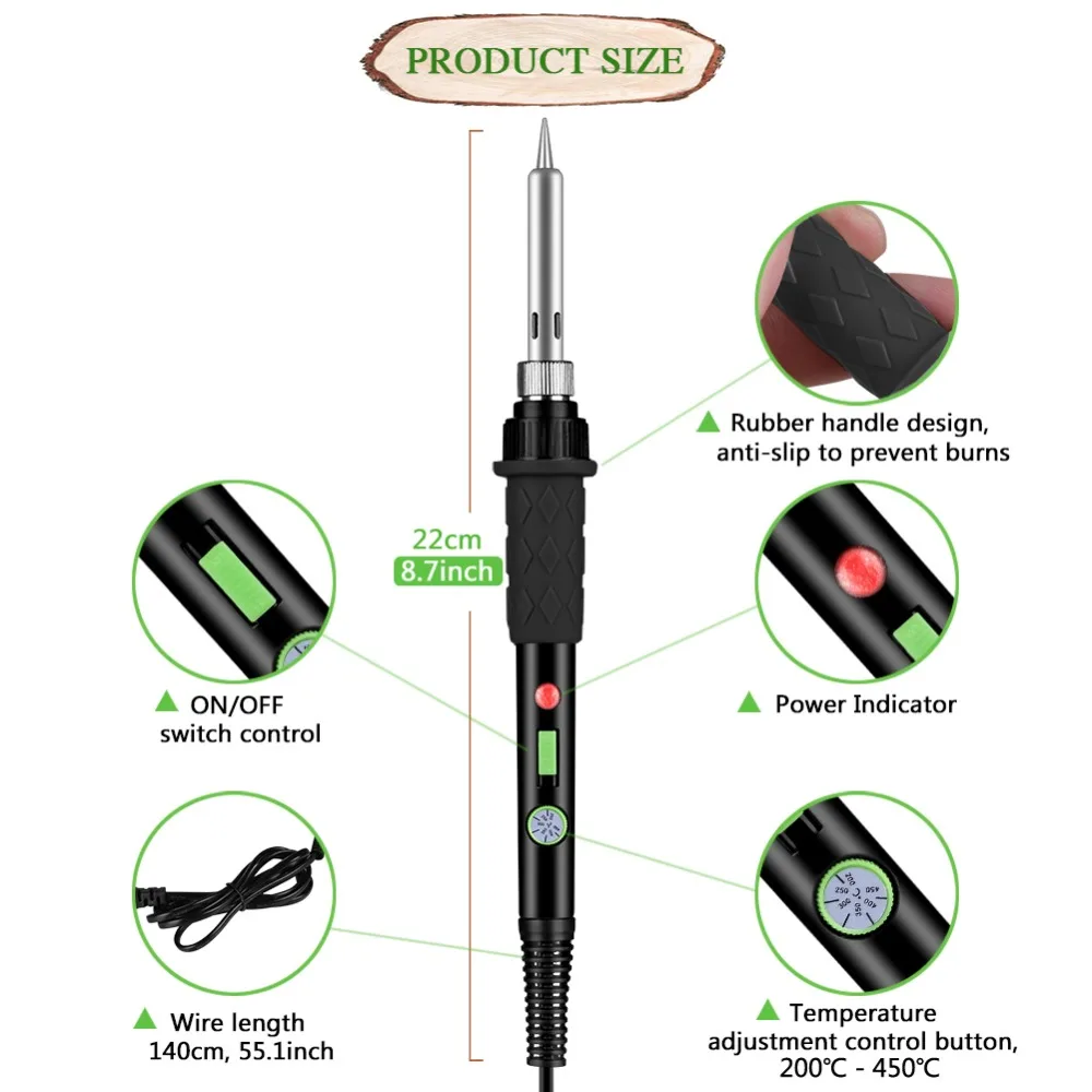 Tanie Zestaw do wypalania drewna GEYOTAR Carving pirography zestaw długopisów 60W regulacja temperatury lutownica spawanie zestaw do tłoczenia drewna