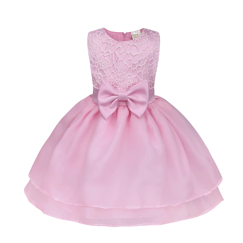 

2019 Toddler Baby Baptism Clothes Girl Newborn Infant Lace Birthday Party Dress with cute bowknot For Baby Girl Outfit