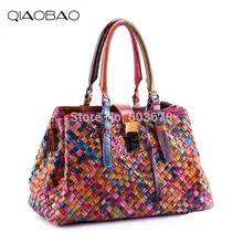 QIAOBAO Die neue leder schaffell tasche nähen tasche handgewebte handtaschen öl wachs leder handtasche
