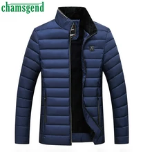 Chamsgend зимние мужские куртки теплые Soild пальто с воротником-стойкой мужская верхняя одежда с длинными рукавами бархатная хлопковая куртка мужские парки#40