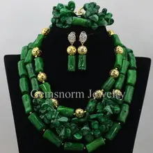 В нигерийском стиле зеленый Коралл Бусины комплект ювелирных изделий Дубай индийские свадебные Для женщин комплект ювелирных изделий Рождественский подарок cnr376