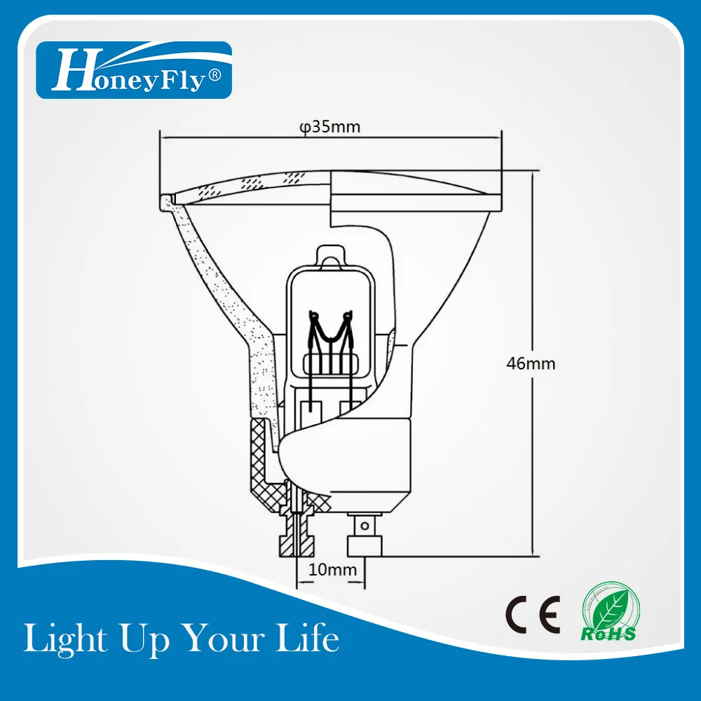 HoneyFly 2 шт. галогенная мини духовка лампа GU10 35 Вт + C(35 мм) 230V 3000K с регулируемой