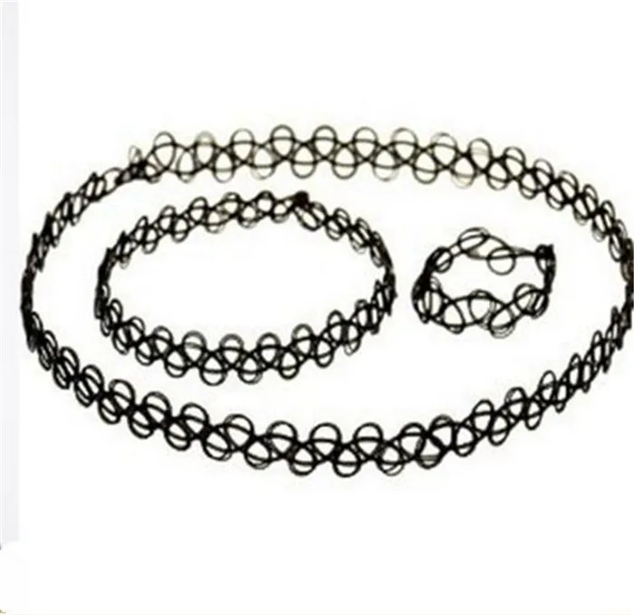 Durable 2016 New Fashion Women Collares Necklaces Black Retro Henna Vintage Elastic Tattoo Choker Stretch Free Shipping (15)