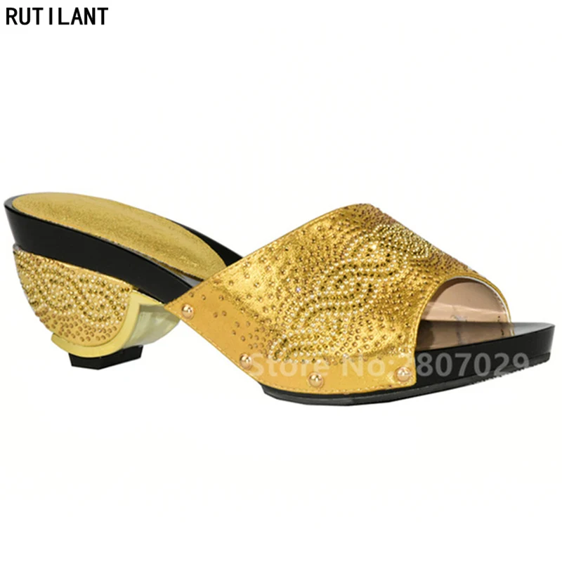 

African Summer Women Elegant Pumps New Arrival Ladies Wedding Shoes Decorated with Rhinestone Italian Ladies Shoes for Party
