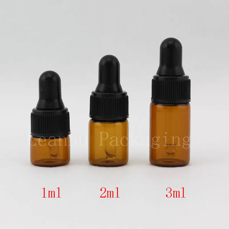 

1000pc X 1ml 2ml 3ml Empty Brown Dropper Mini Glass Vial Essential Oil Display Bottle Small Amber Perfume Sample Container