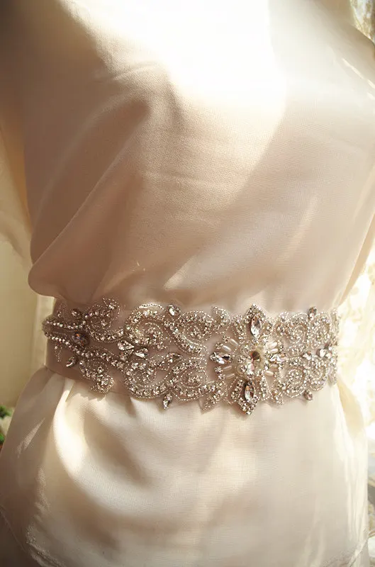 crystal bead Applique, pearl beaded applique, Bridal sash Applique