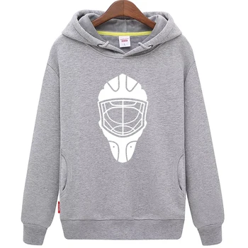 

EALER Free Shipping Cheap Youth grey Hockey Hoodie with Hockey Mask Pattern