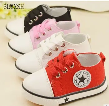 

SLYXSH 2018 hot sale children fashion sneakers casual canvas shoes for boys girls outdoor lace up kids casual shoes size 21-25