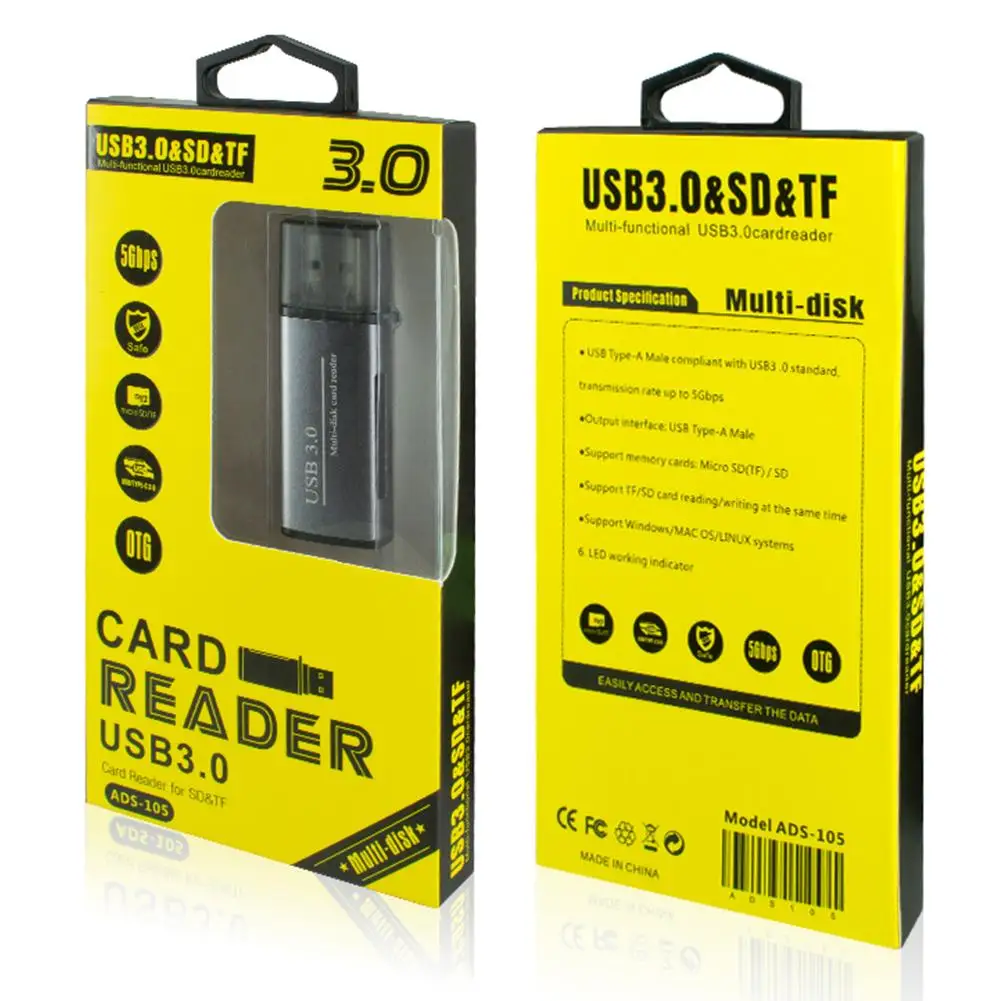 2 в 1 портативный USB 3 0 Мульти устройство для чтения карт памяти TF SD Micro SDXC SDHC карта