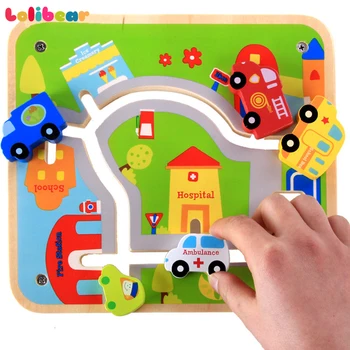 

Baby Wooden Blocks Toy City Traffic Track Game Removable Car Building Bricks Learning Educational Toys for Children Table Games