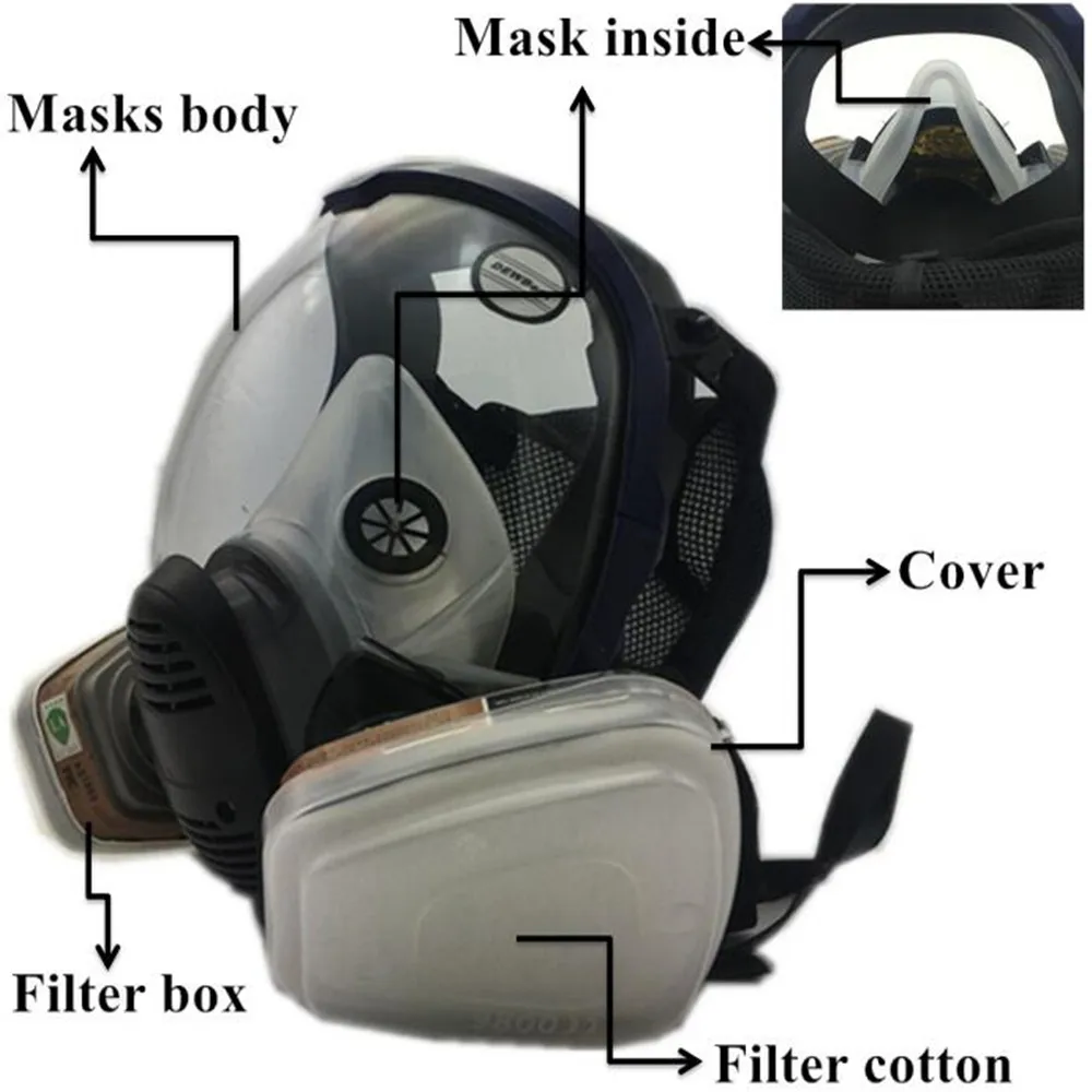 6800 7pcs suit Gas Mask Full Face Facepiece Respirator For Painting Spraying free shipping QQ20170701214117