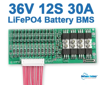 

SuPower 12S 3.2Vx 12 36V 38V 43.8V 30A LiFePo4 LFP LiFe Battery BMS Management System Balance PCB Chip Protection Circuit Board