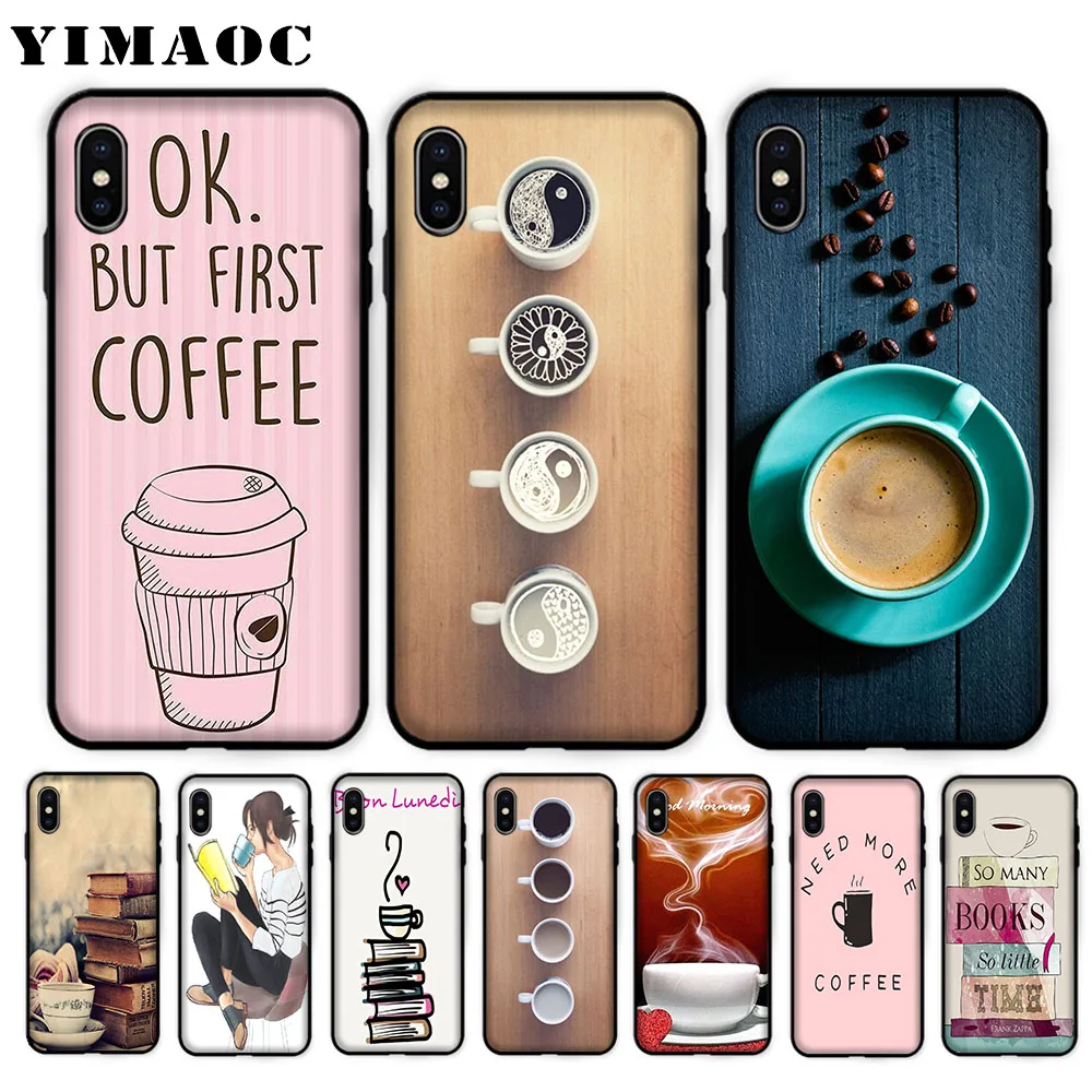 

YIMAOC Ok But First Coffee Book Soft Case for iPhone XS Max XR X 7 8 6 6S Plus 5 5S SE