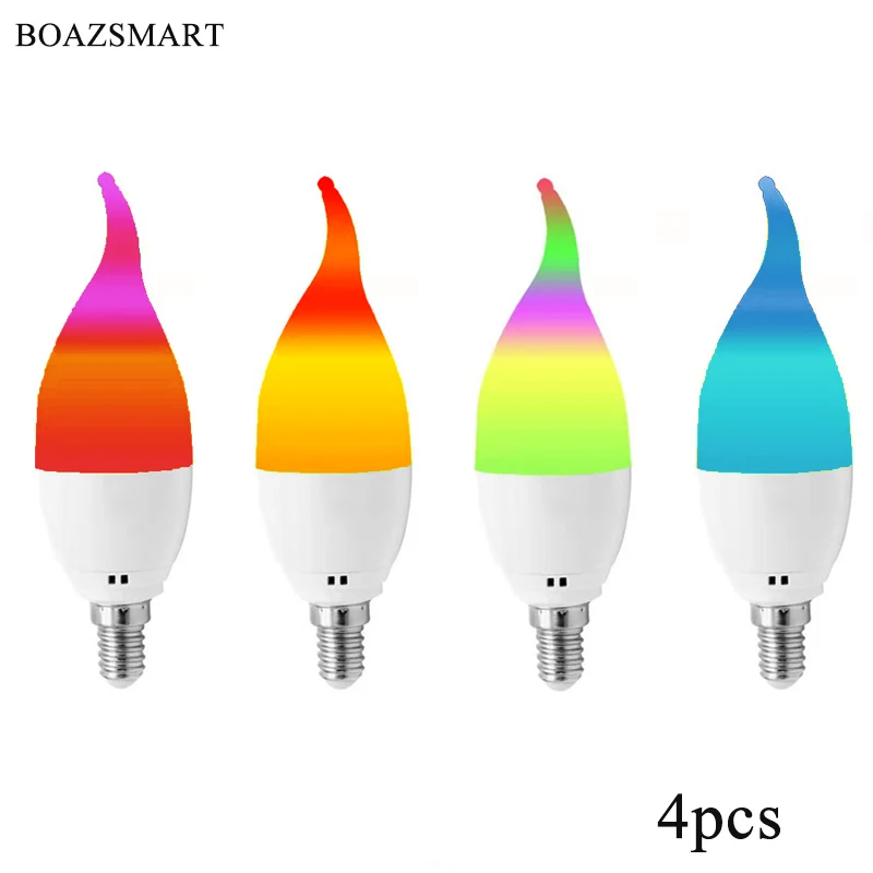 

Smart LED Light E12 Base 5W RGBW,Compatible with Alexa/Google Home/Siri,Remote Control via Tuya Smart No Hub Required,(4pcs)