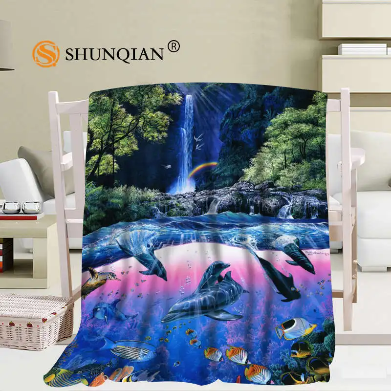 

Dolphins Jumping Blanket Soft Sofa Bed Throw Blanket Kid Adult WarmCustom Blanket 56x80Inch50X60Inch40X50Inch