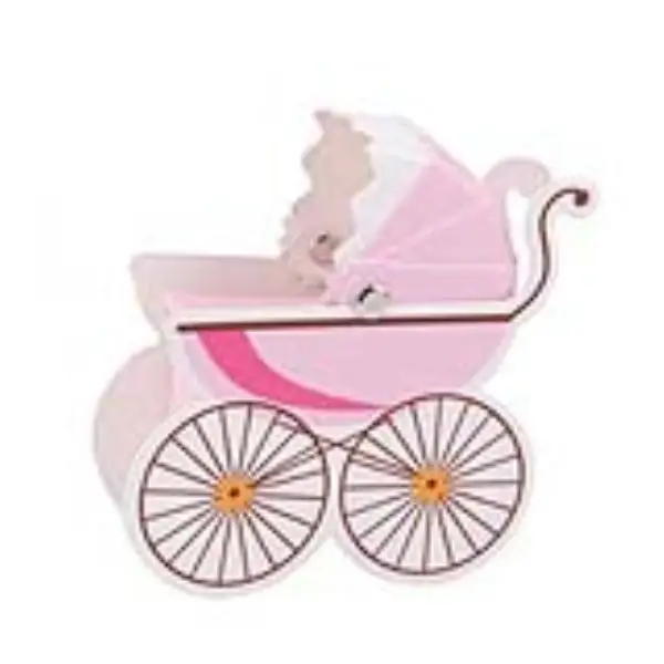 

10pcs Stroller Shape Candy Gift Box Baby Shower Favors Candy Packaging 10 Boxs Sweets Candy Boxes Basket(Pink)