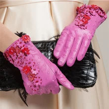 Красочные перчатки из натуральной кожи женские зимние перчатки из овчины