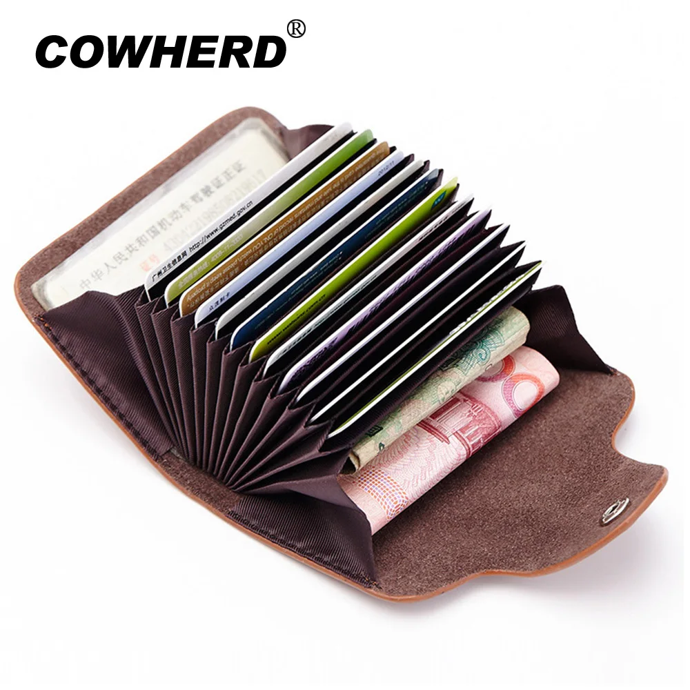 COWHERD Genuine Leather Unisex Card Holder Wallets High Quality Female Credit Card Holders Women