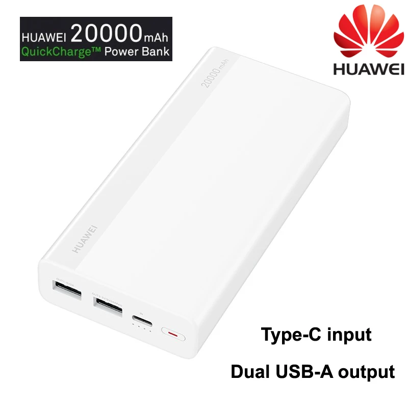Новейший мобильный внешний аккумулятор HUAWEI с 20000 мАч, входом type-C с двойным USB-A, выходное зарядное устройство, большая емкость, макс. 18 Вт