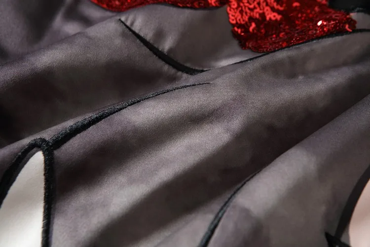 Черное женское мини-платье с v-образным вырезом, короткими рукавами, пайетками и вышивкой, брендовый стиль, Vestidos De Festa 111010