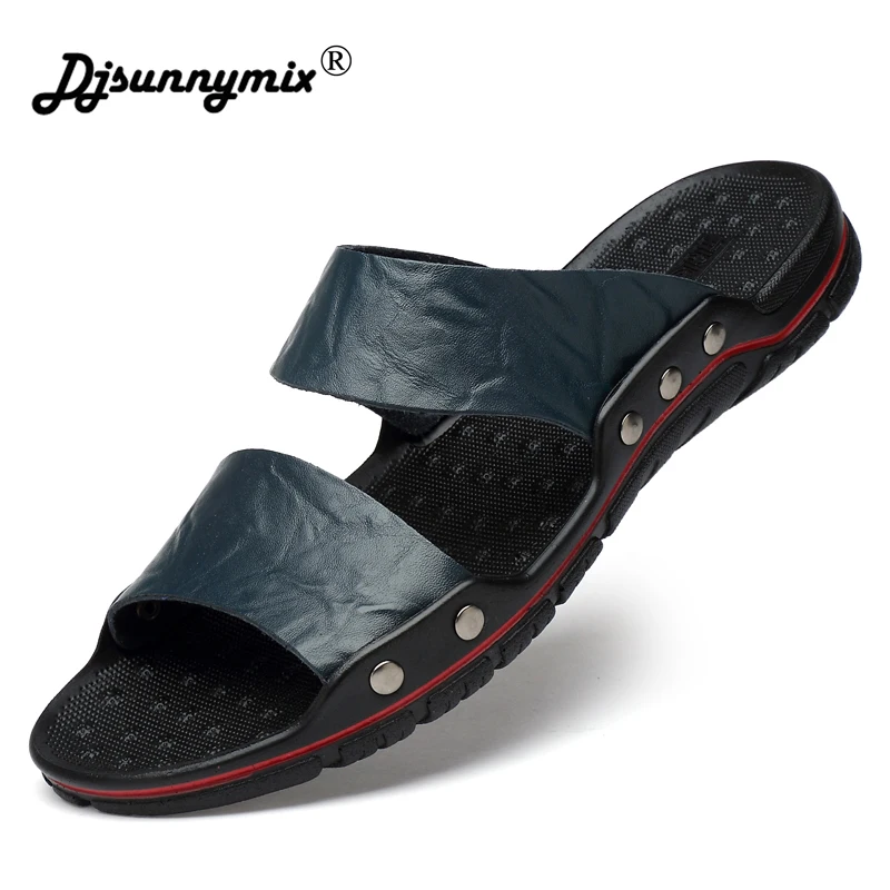 

2019 New Arrival Fashion Summer Men Flip Flops Sandals Men Leather Shoes Casual Men Beach Shoes Design Men's Sandals big size 49