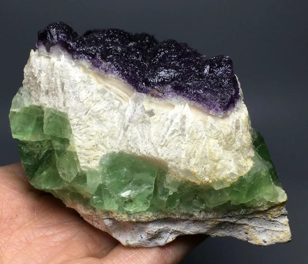 382 г натуральный идеальный пурпурный флюорит образец минерала заживляющие кристаллы