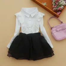 Рубашки для девочек, блузка г., осенняя одежда для детей белая хлопковая Детская рубашка Школьная блузка для девочек детская одежда для девочек Возраст от 1 до 16 лет