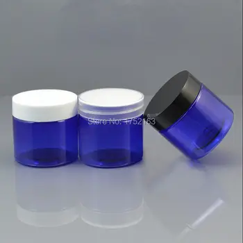 

50g blue PET cream bottle cosmetic container,Cosmetic Jars with white/black/transparent cap for Cream/Mask cosmetic packing