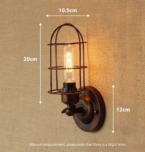 D Rust No Bulb Vintage Industrial Wall Light,Rust Wall Lamp,светильник бра,Loft wall sconce Light Fixture,180°Adjustment,lampshade Up and down - Цвет абажура: D Rust No Bulb