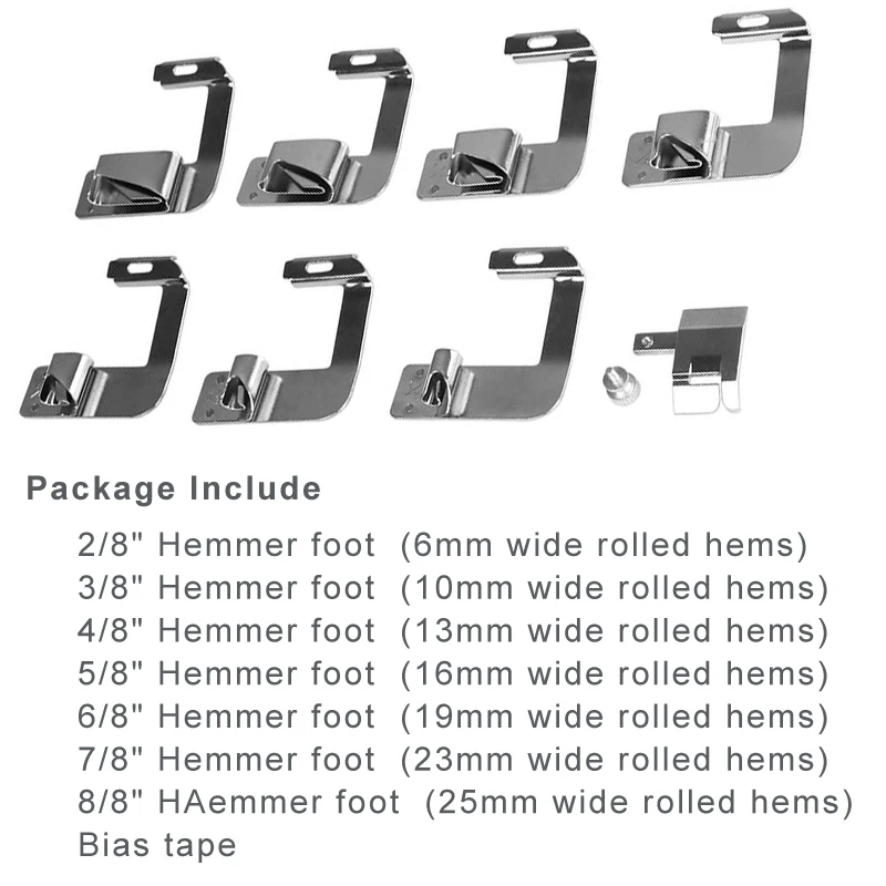 8 шт многофункциональные рулонные Молот лапка прижимная лапка запасные части Аксессуары 4/" 5/8" 6/" 8/8" для швейной машины Brother Singer