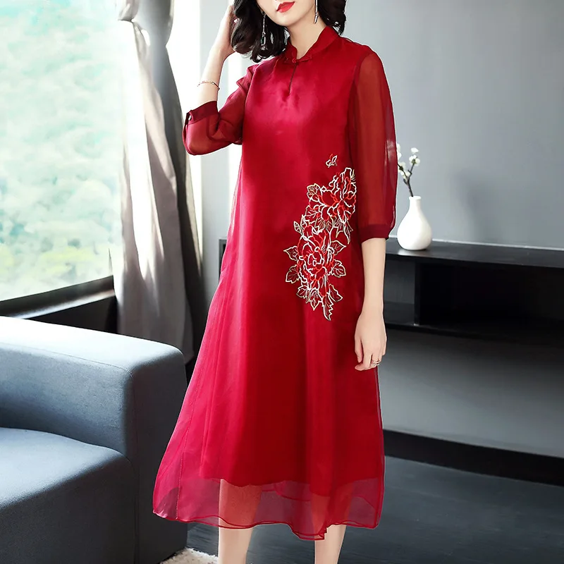 2018 Spring And Summer Models Dress Chinese Style Temperament Embroidered Silk | Женская одежда