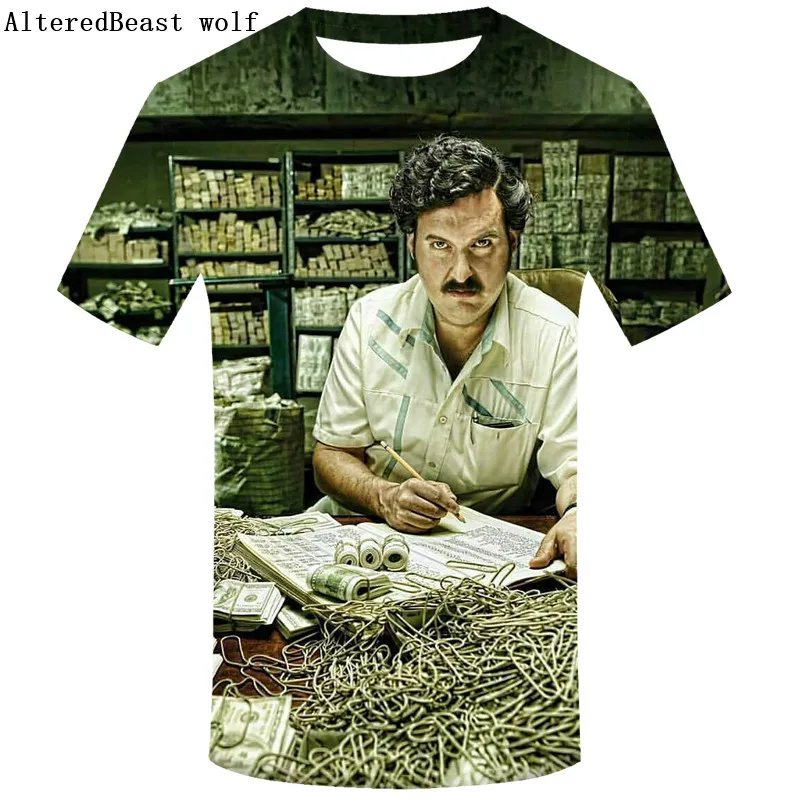 

Pablo Escobar Printed 3d T Shirt Mens T Shirts Fashion 2019 New Men Funny Custom Short Sleeve t shirt EU size Men Clothing