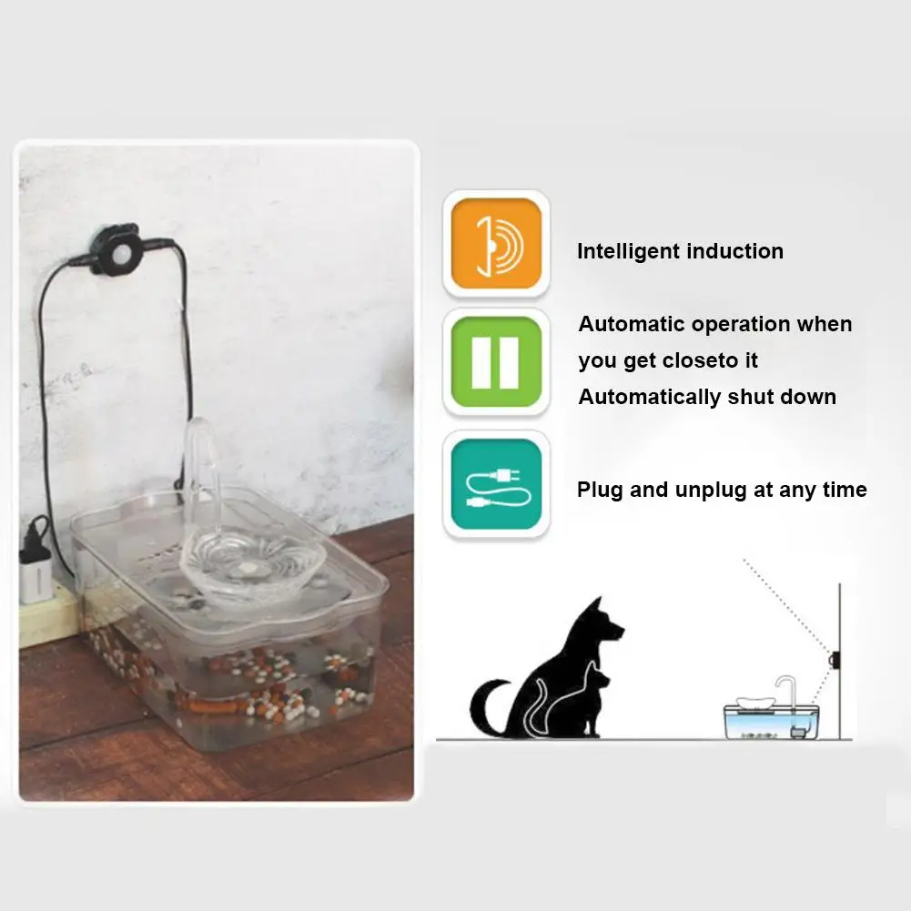 ПЭТ автоматический диспенсер для воды 2.6л кошачий питьевой фонтан интеллектуальный инфракрасный индукционный Электрический питатель воды Глубина фильтрации