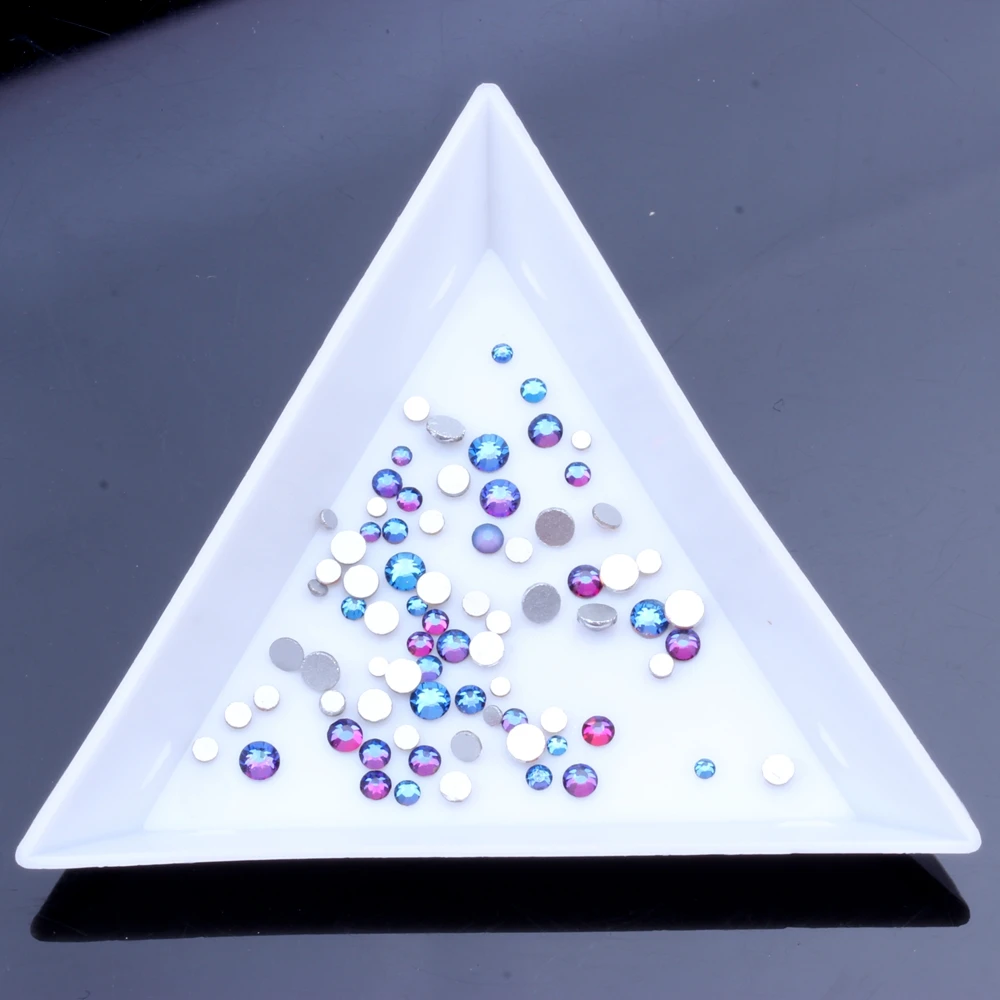 

White Triangle Rhinestone Plastic Tray Container Tray Tool Acrylic Plate Case Storage Box DIY Manicure Tools Jewelry Accessories