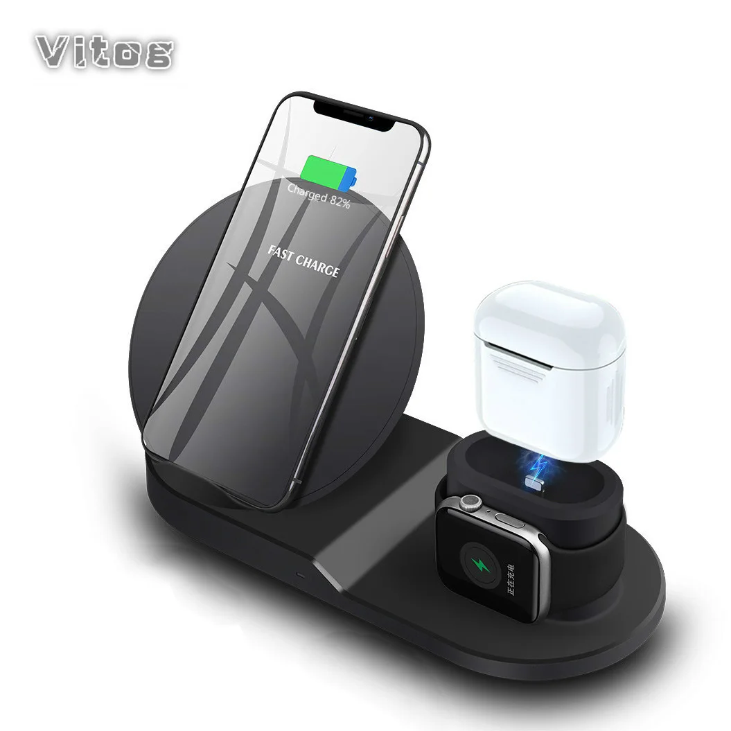 Acheter Support de chargeur sans fil pour iPhone AirPods Apple Watch, chargeur de Station de Charge Dock pour Apple Watch Series 4 3 2 1 iPhone X 8 XS