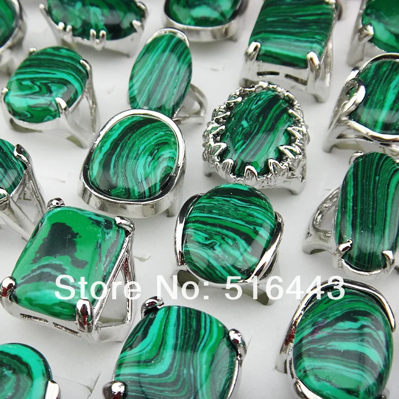 20pcs warehouse jewelry cheap chunky green malachite fashion rings 