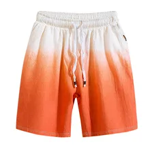 Мужские градиентные льняные новые стильные хлопковые шорты с несколькими карманами, модные штаны, опт и Прямая поставка