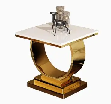 Современный простой золотой угловой чайный столик, уголок из нержавеющей стали и стол для переговоров