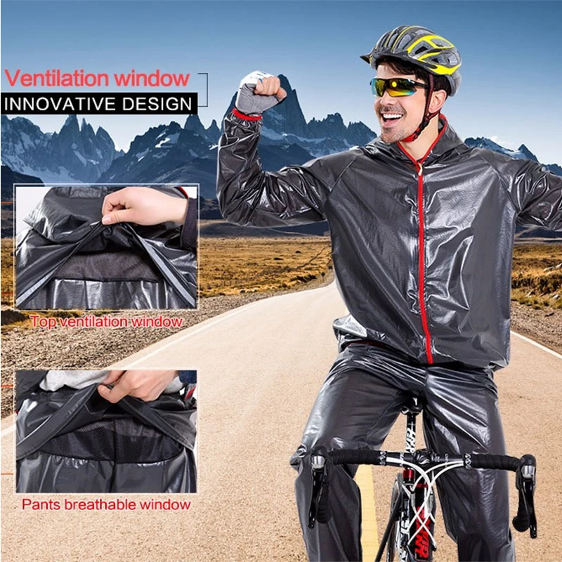 

Outdoor Sports Bicycle Raincoat Women/Men Waterproof Rain Jacket Pants Set Rain Ponch Capa De Chuva Infantil Rain Gear LZO304