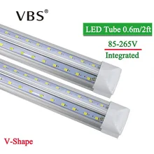 1Pcs LED Tube T8 Integrated 570mm 20W 2FT V-Shape Bulbs Tubes Light 2Feet AC85-265V 96LEDs SMD2835 2000lm 270 Degree CE ROHS