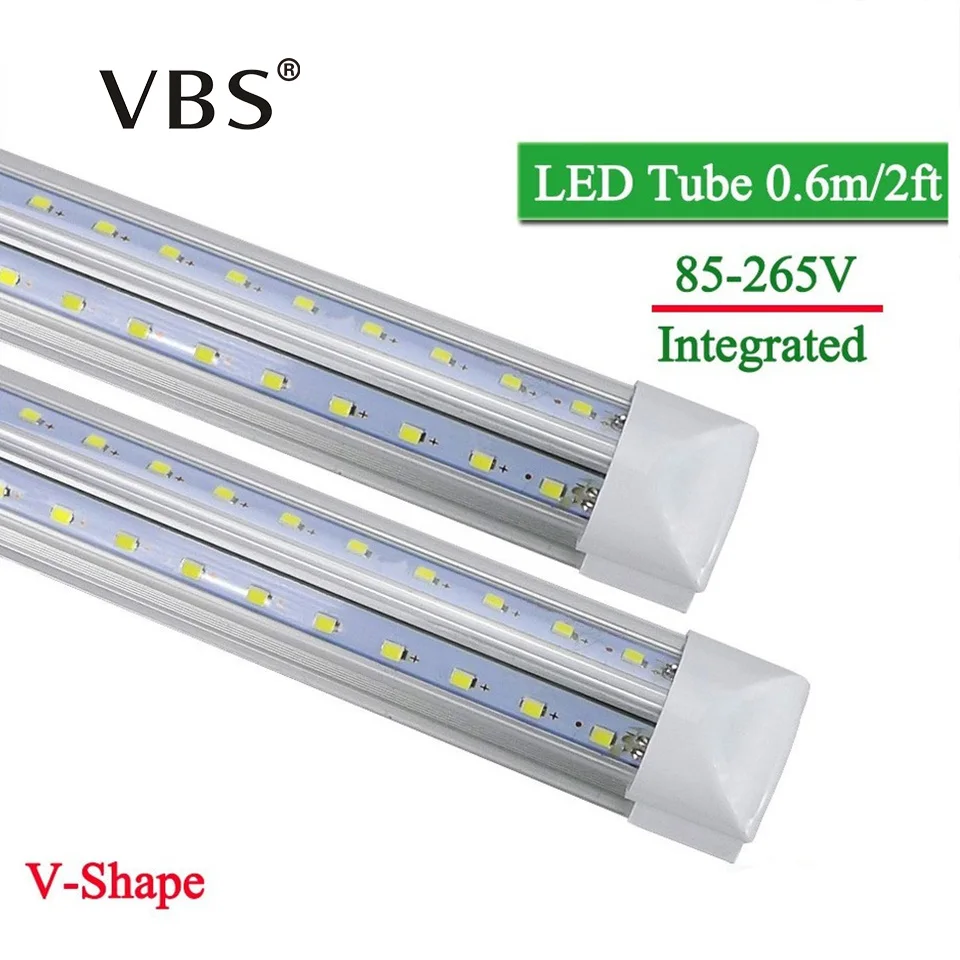 Kopen LED Buis T8 Ge iuml;ntegreerde 600mm 20 W 2FT V Vorm Led lampen buizen Licht 2 Voeten AC85 265V 96 LEDs SMD2835 2000lm 270 Graden CE ROHS
