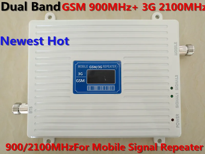 

LCD Display ! Newest 2G GSM 3G W-CDMA 900 2100MHz Celular Signal Booster Amplifier Dual Band GSM 3G Mobile Phone Signal Repeater
