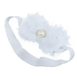 Обувь для девочек Hairband повязка Женские аксессуары для волос Кружево + горный хрусталь цветок белый